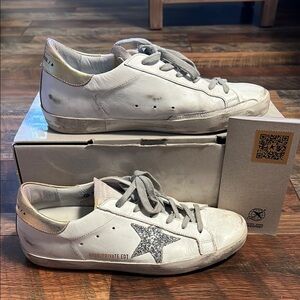 Golden Goose White Sneakers with Silver Star